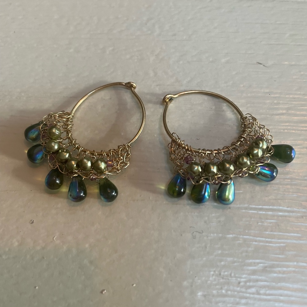 Small beaded Anthropologie hoop earrings